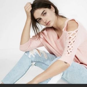 Light Pink Cold Shoulder Express Sweater